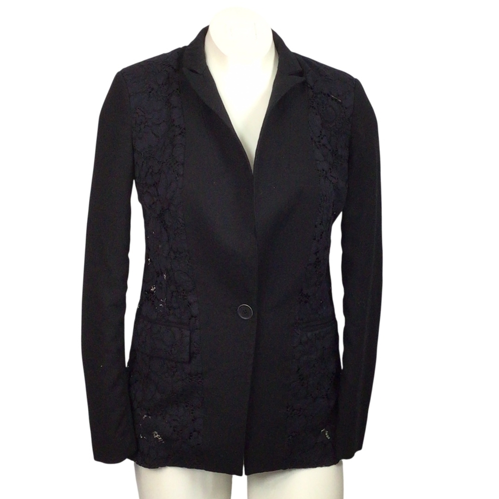 Rebecca Taylor Black Lace Textured Blazer Size 2 - Picture 5 of 5